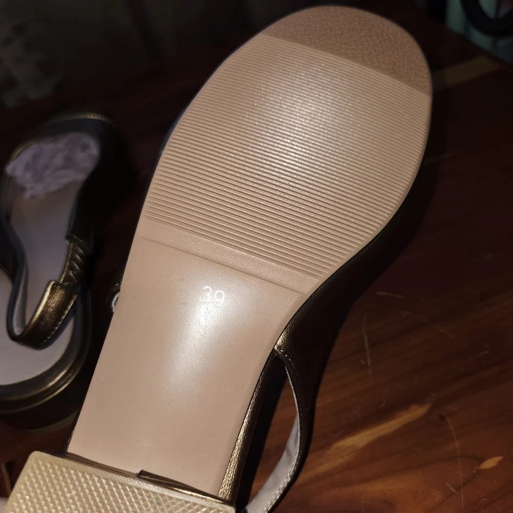 gold toe and bronze sling back dress shoes size 39 (us 8) NEW - Picture 2 of 7